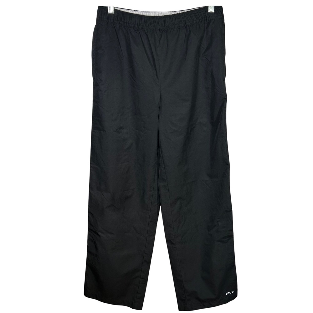 IZOD Women Black Lightweight Athletic Track Pants Size S Polyester Elastic Waist